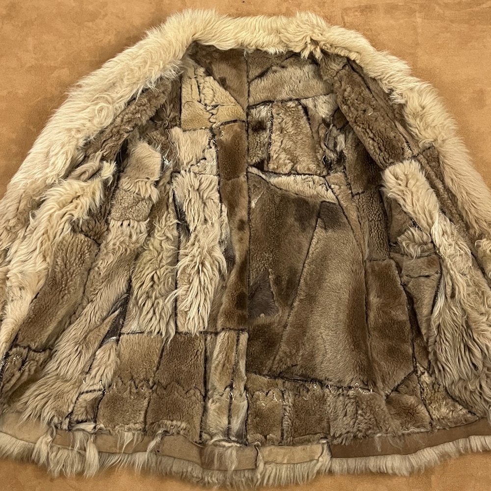 Y2K Shearling Pachwork Embroidered Pennylane Coat XS-S - Picture 7 of 13